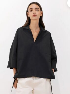 Psophia POPLIN UTILITY CROPPED SHIRT